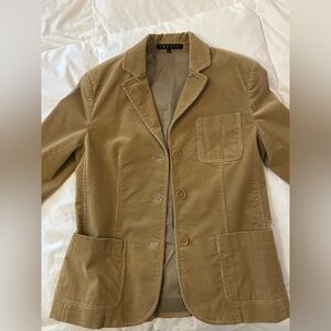 Theory Corduroy Blazer Size 6 Tan Preppy Lined